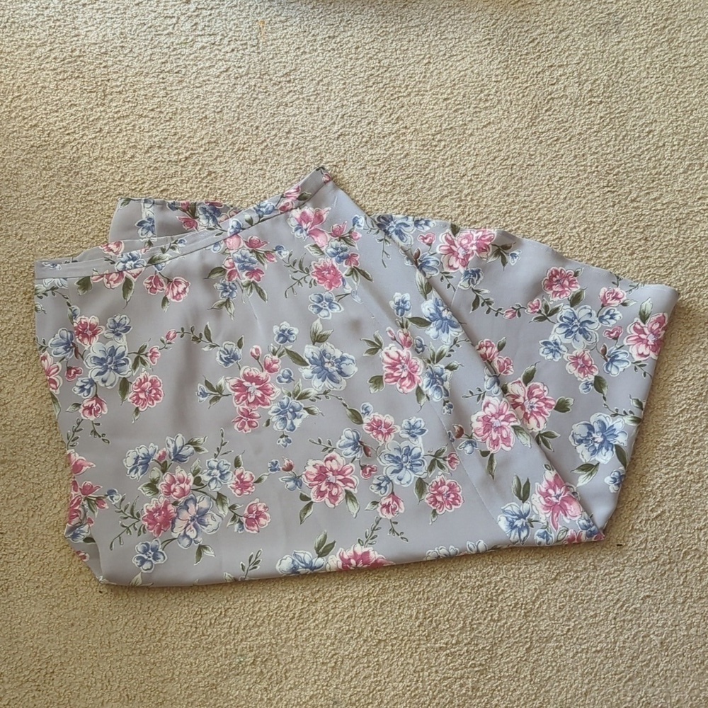 Talbots Pure Silk Delicate Purple Floral Maxi Skirt Size 8